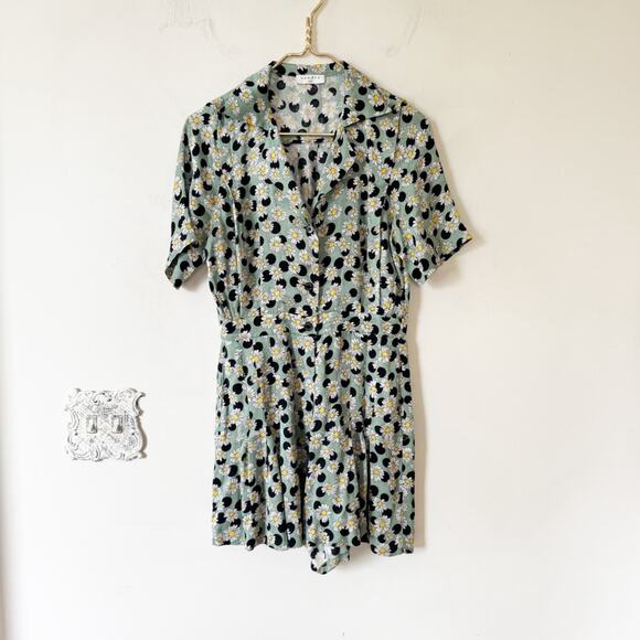 Sandro Divine Green Daisy Polkadot Playsuit Romper 36 / 2-4 / S - Picture 5 of 14